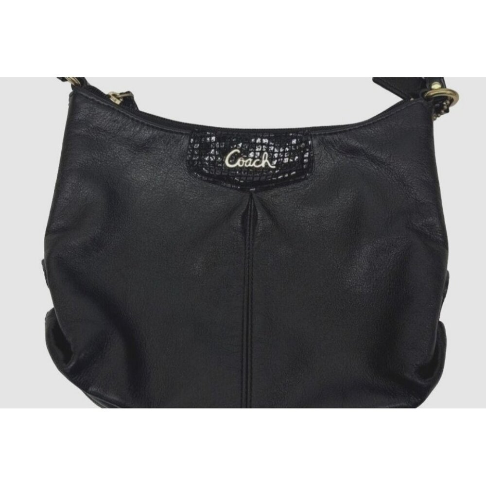 Small Black Coach Crossbody With Snakeskin‎ Accents